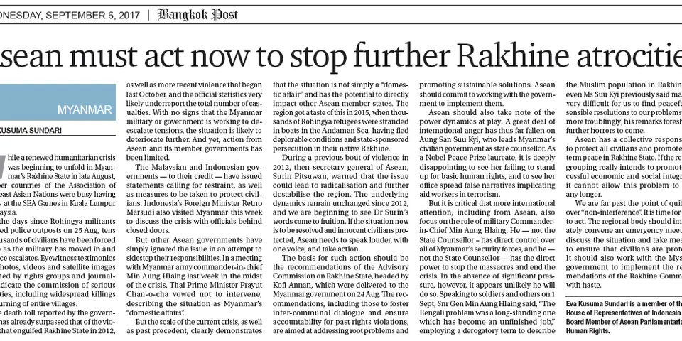 ASEAN must act now to stop further Rakhine atrocities
